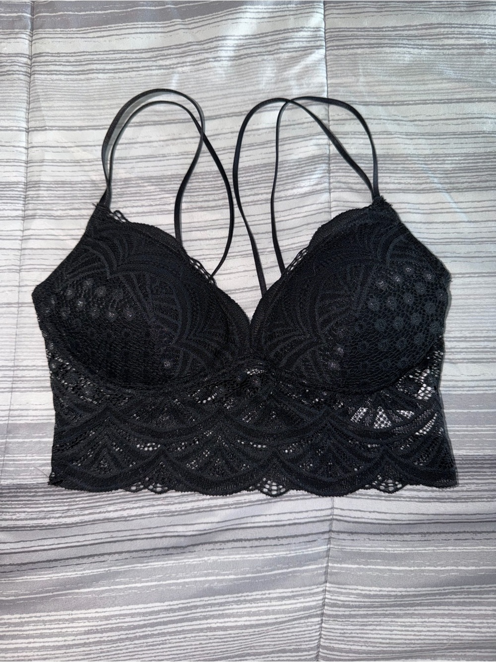 Auden Black Lace Bralette with Double Strappy Back